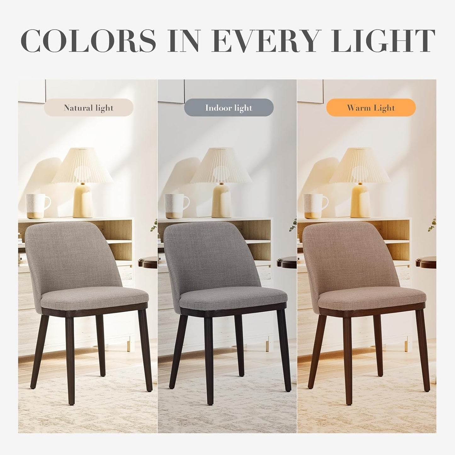 Upholstered Dining Chairs Set of 6, Modern Kitchen Chairs with Back, Fabric Side Dining Room Chairs with Wood Legs for Kitchen Dining Room Restaurant, Camel