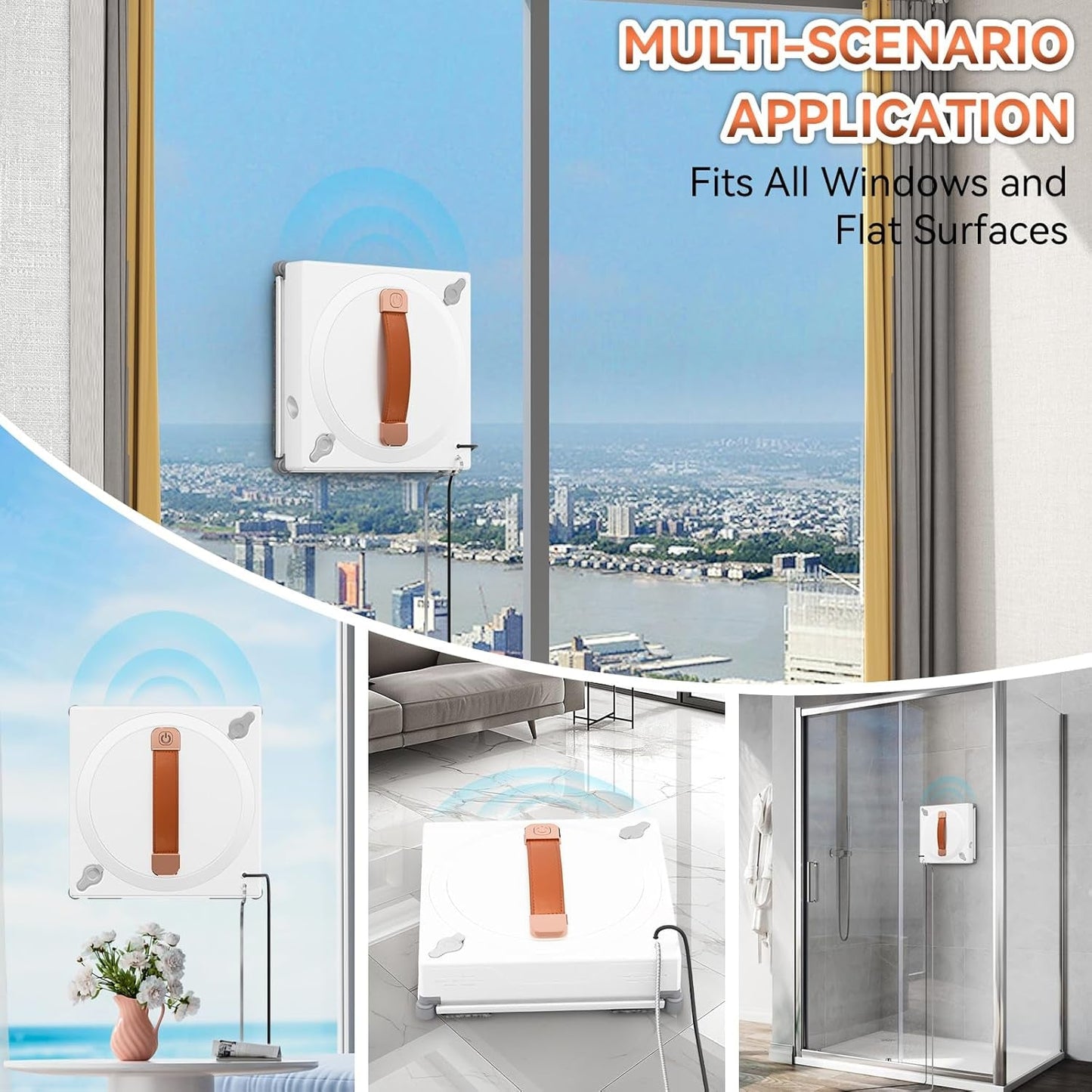 Window Cleaning Robot, 3000Pa Auto Windоw Cleaner Robot with Intelligent Path Planning & Edge Detection, Anti-Drop Prоtection, Dual Spray, Cleaner Tool for Tiles Railing Glass