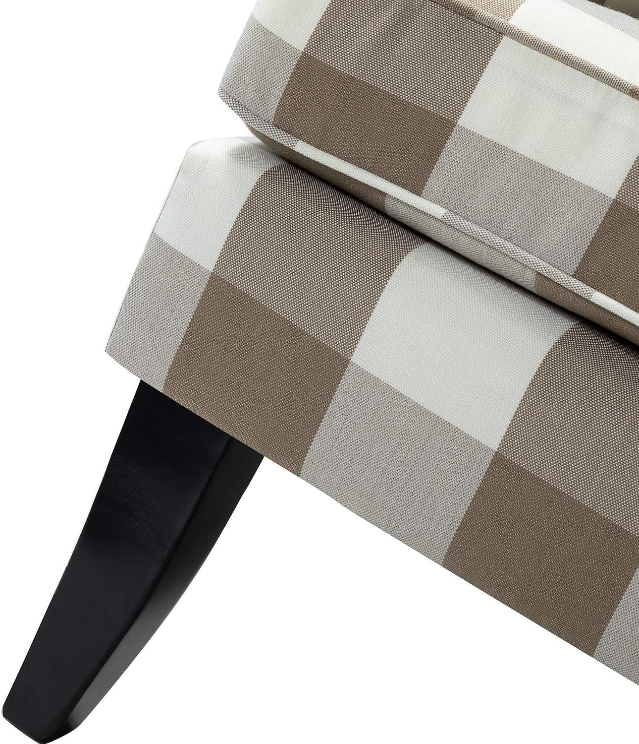 Modern Accent Chair with Arms and Wooden Legs, Mid Century Accent Chair Armchair High Back Rest, Padded Armrest and Comfortable Cushioned Seat for Living Room (Buffalo Beige)