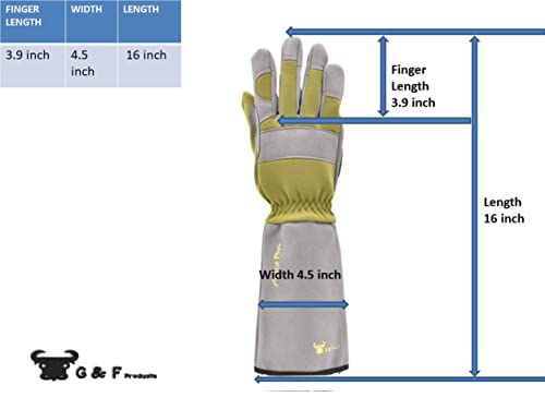 G & F Products 2431L Florist Pro Long Sleeve Rose gardening Gloves, Rose Pruning Gloves, Thorn Resistant Garden Gloves - Men's Large , Yellow , Army Green