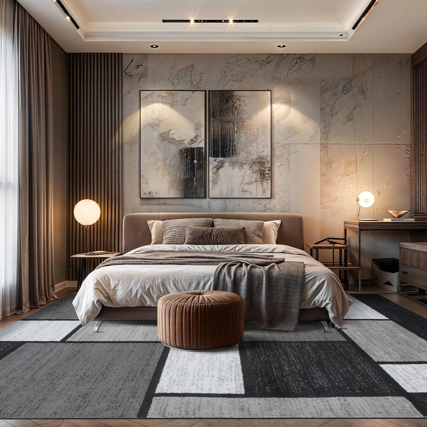 Contemporary Modern Boxes for Home Office,Living Room,Bedroom,Kitchen Non-Shedding Area Rug 7' 10" X 10' 2" Gray