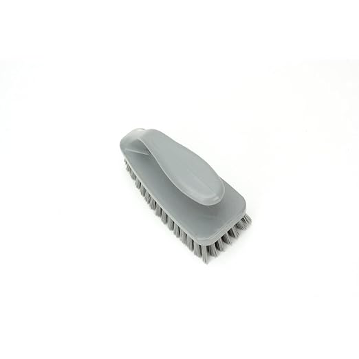 SPARTA Scrub Brush with Iron Shaped Handle and Stiff Bristles, Heavy Duty Scrubber Brush for Kitchen, Bathroom, Shower, Tile, Sink, Carpet and Bakepans, Polypropylene, 6 Inches, Gray
