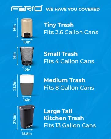 FORID Clear Small Trash Bags, 2.6 Gallon Garbage Bags, Wastebasket Bin Liners 330 Count Plastic Trash Bags for Bathroom Bedroom Office Garbage Can 10 Liters - Durable & Thick Trash Bag