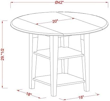 East West Furniture SUWE5-BMK-W 5 Piece Dining Table Set for 4 Includes a Round Kitchen Table with Dropleaf & Shelves and 4 Kitchen Dining Chairs, 42x42 Inch, Buttermilk & Cherry