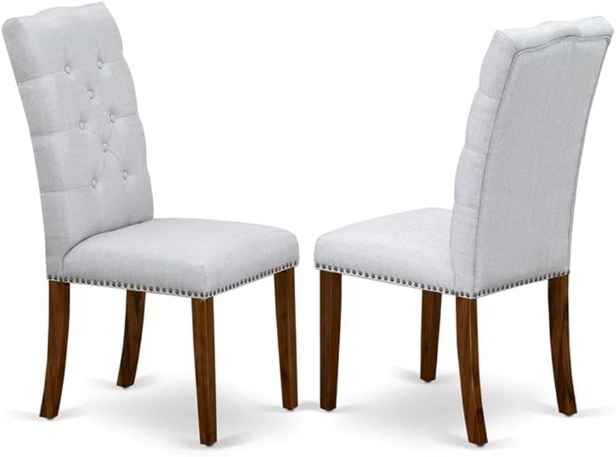 East West Furniture DLEL5-AWA-05 5 Piece Dinette Set for Small Spaces Includes a Round Kitchen Table with Dropleaf and 4 Parson Dining Chairs, 42x42 Inch, Antique Walnut