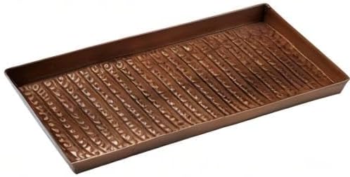 HF by LT Cable Knit Pattern Metal Boot-Tray, 30 x 13 inches, Antique Copper