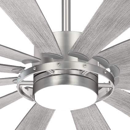 Minka Aire F870L-Bs Windmolen 65 Outdoor Ceiling Fan With Led Light And Remote Control, Brushed Steel