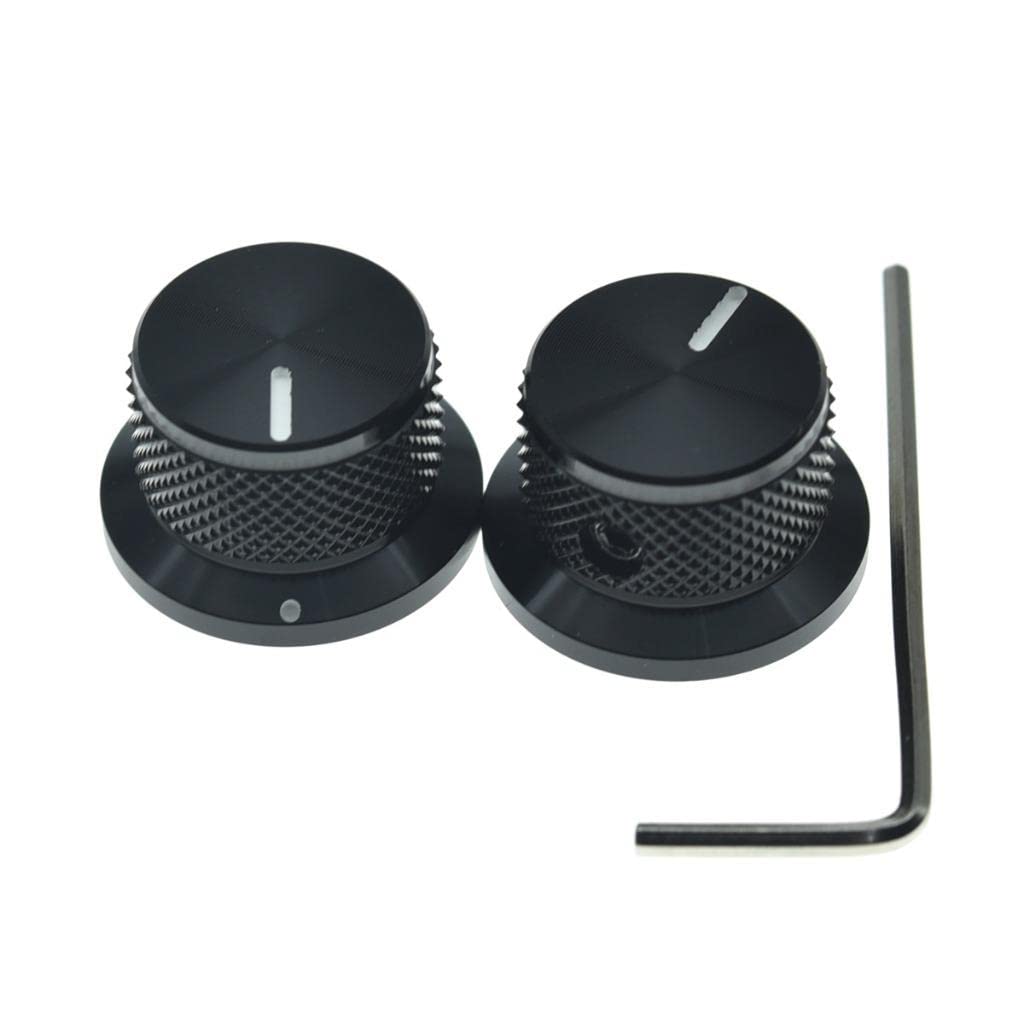 KAISH 2pcs Aluminium Potentiometer Knobs 1/4 Universal Top Hat Knobs Bell Control Knob with Set Screw for Guitar/Bass/AMPS/Pream