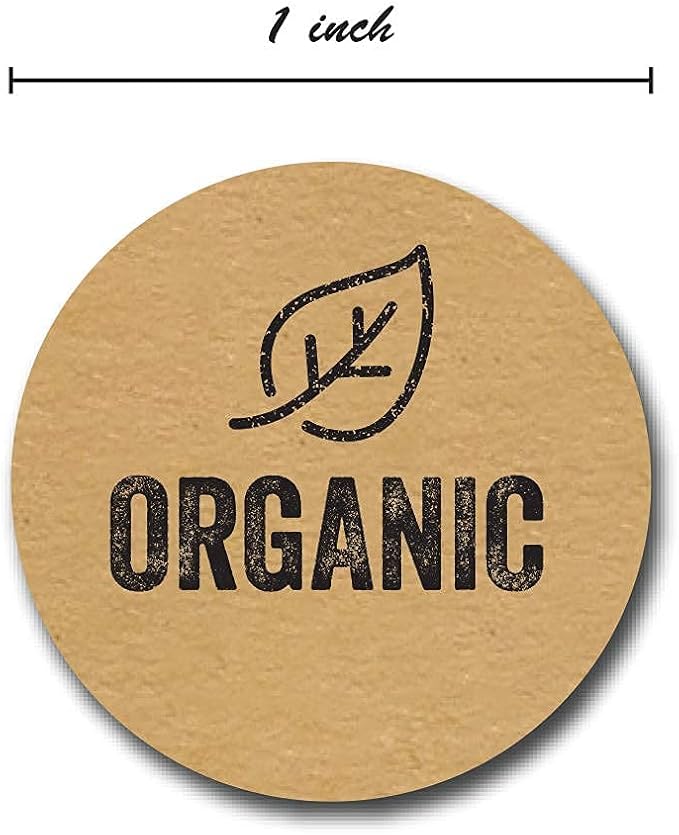 Organic Made Stickers / 1" Inch Round Natural Kraft Organic Stickers/Organic Labels 500 Labels per roll
