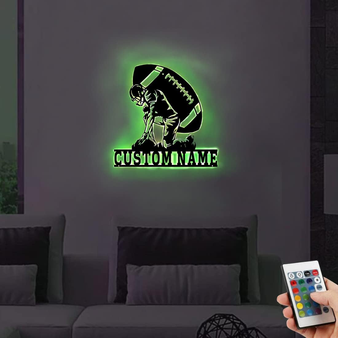 Personalized Name 7 Colors Football lamp Custom Wall Art Night Light LED Name Sign Gift for Boys Men Girls Football Lover