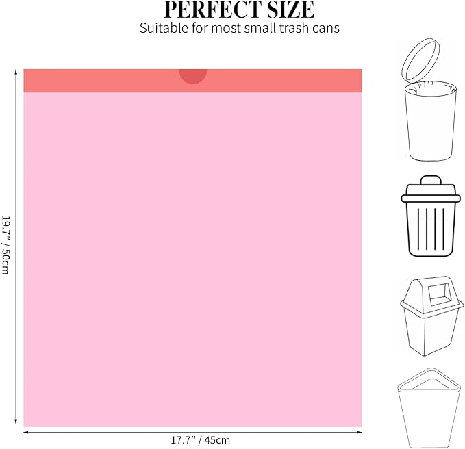 6Rolls Drawstring Small Trash Bags,4 Gallon Thicken Drawstring Small Garbage Bags for Kitchen,Bathroom,Bedroom,Home,Office Trash Cans,120 Counts (Pink)