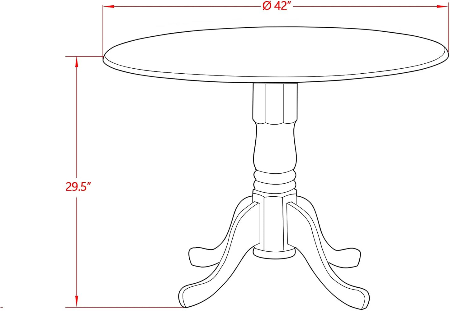 East West Furniture DMVA3-OAK-W 3 Piece Dinette Set for Small Spaces Contains a Round Dining Table with Dropleaf and 2 Dining Room Chairs, 42x42 Inch, Oak