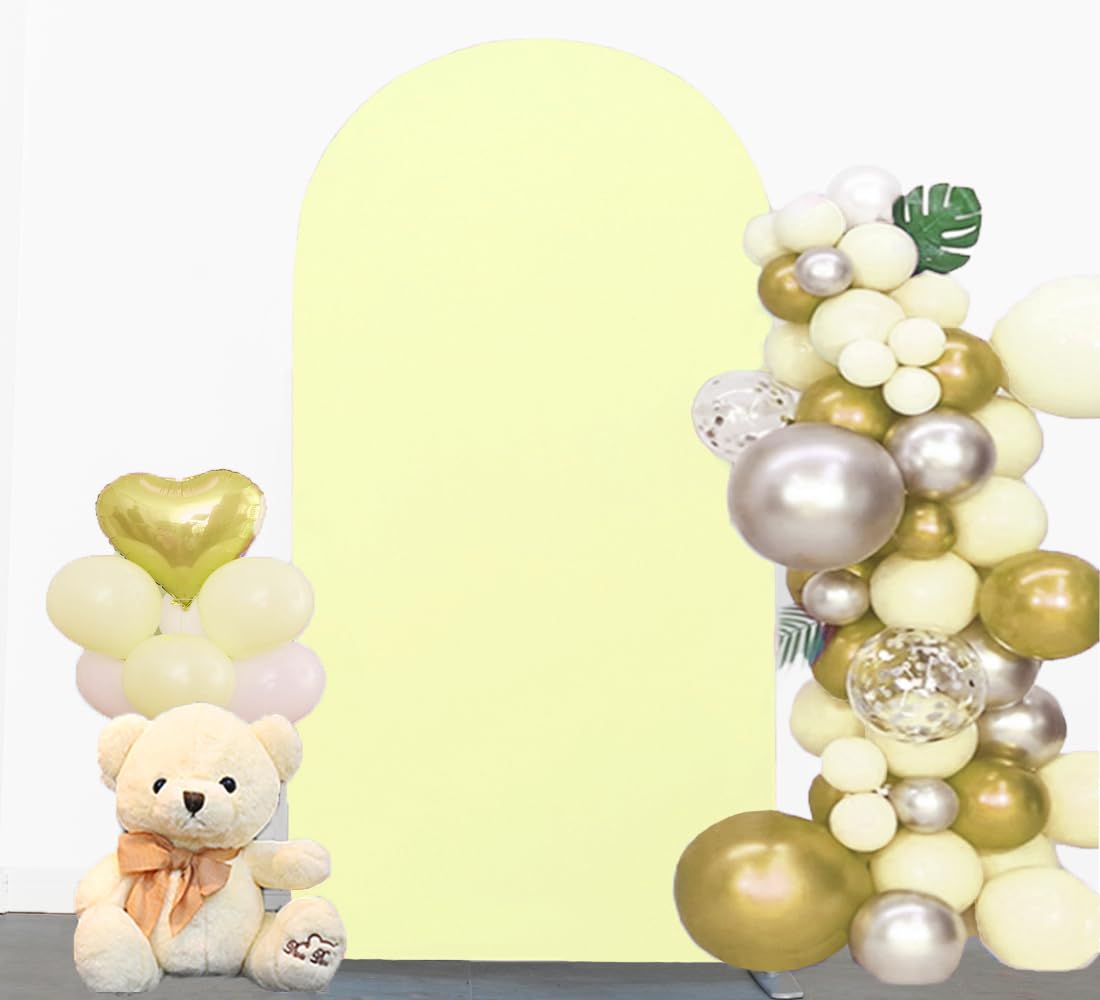 JFDYDM 6.6 FT Yellow Arch Backdrop Cover Yellow Chiara Backdrop Cover Yellow Wedding Arch Cover Yellow Arch Backdrop Stand Cover for Birthday Wedding Party Photography-New