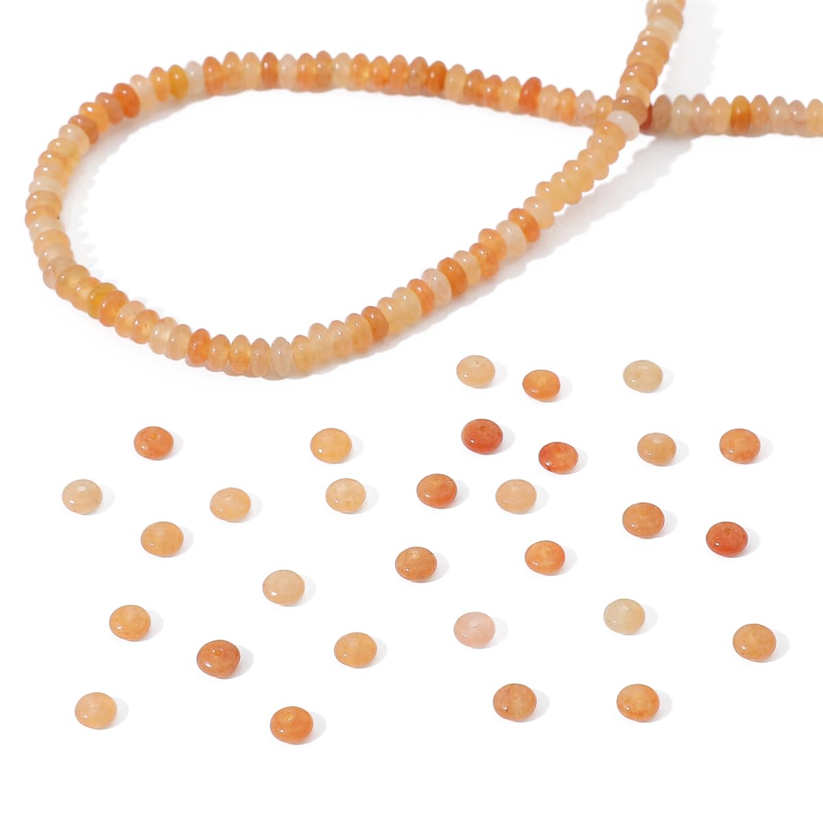BEADIA Natural Red Aventurine Disk Stone Beads 4x2mm 160pcs Rondelle Loose Semi Gemstone Beads for Jewelry Making Design