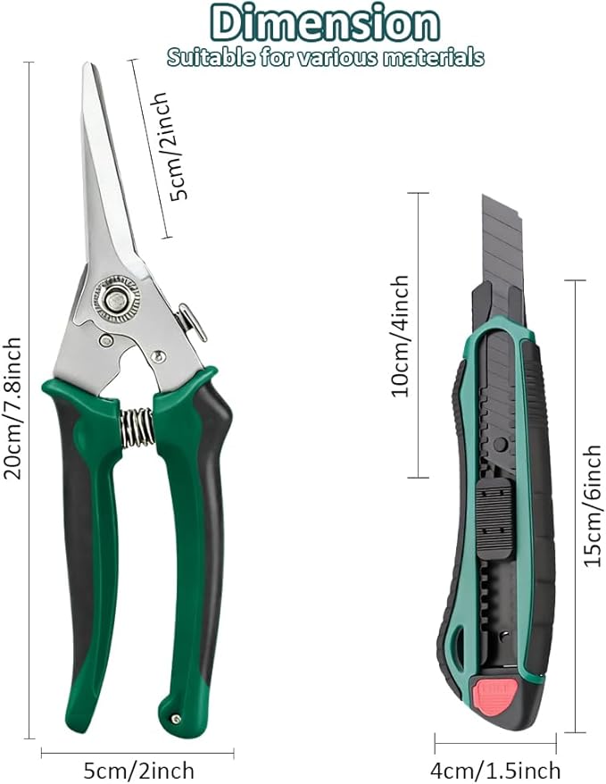 7.8'' Scissors All Purpose Heavy Duty, Stainless Steel Shears, Non-Slip Handle, Anti-Loss Rope, Industrial utility scissors for Cutting Cardboard, Fabric, Wires, Rope, Pruning(Straight Blades-B)