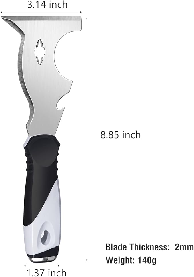 Mister Rui 2 Pack Putty Knife Set, 10 in 1 Paint Scraper Tool with 2 Inch Stainless Steel Painters Tool, Paint Scraper for Painting & Wood, Metal Scraper