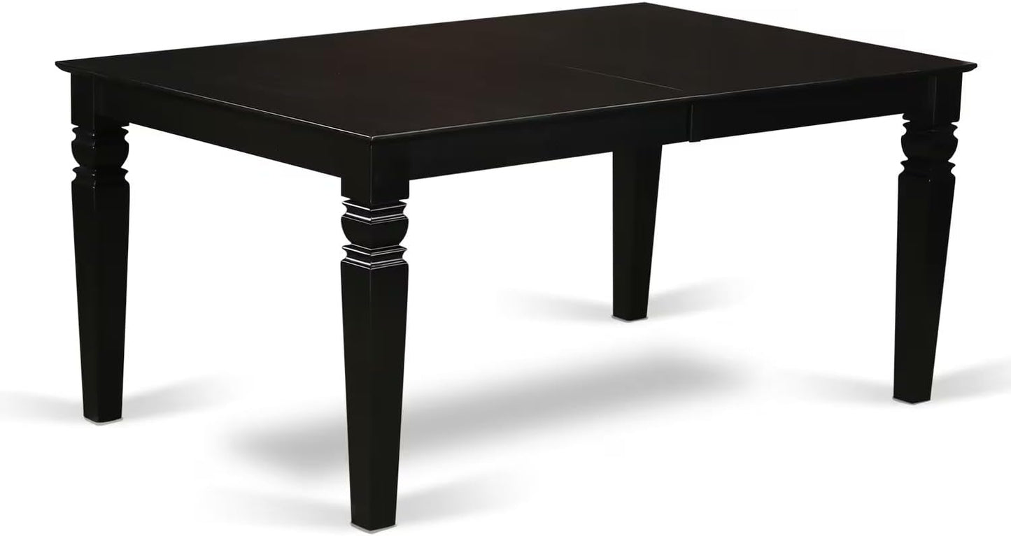 East West Furniture LGVA7-BLK-C 7 Piece Modern Dining Table Set Consist of a Rectangle Wooden Table with Butterfly Leaf and 6 Linen Fabric Kitchen Dining Chairs, 42x84 Inch, Black