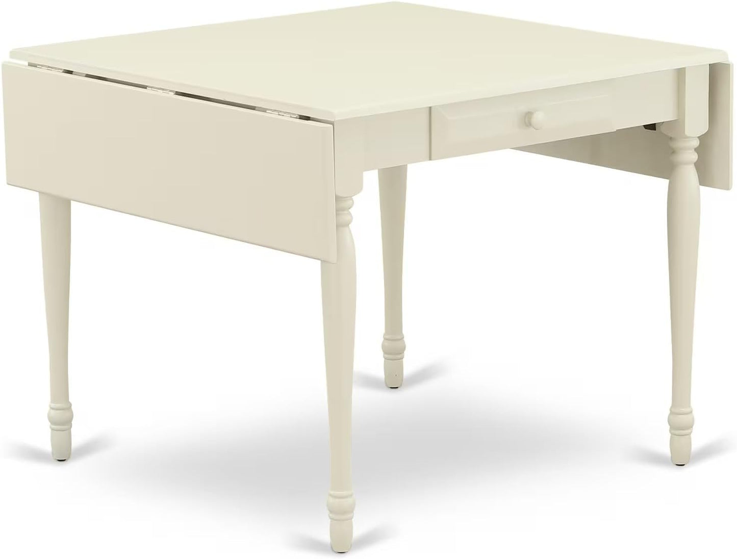 East West Furniture MZAV5-LWH-W 5 Piece Dinette Set for 4 Includes a Rectangle Dining Room Table with Dropleaf and 4 Dining Chairs, 36x54 Inch, Linen White