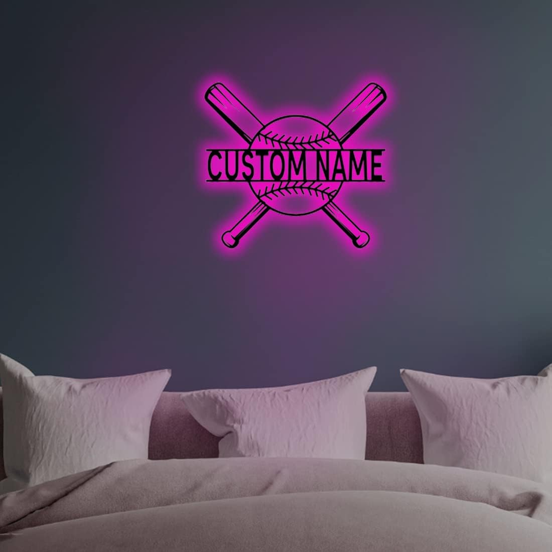Personalized Name 7 Colors Baseball lamp Custom Baseball Wall Art Night Light LED Name Sign Gift for Men Sports Lover