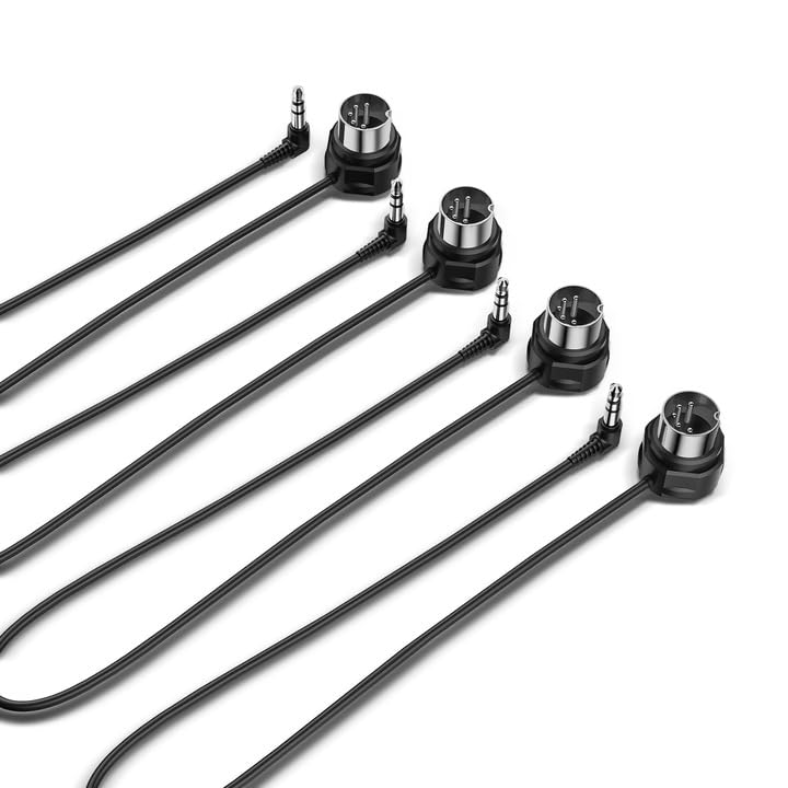 CME TRS MIDI Cable 4-Pack - TRS Type A (3.5mm - 1/8 ) to 5-pin DIN, 1FT / 30CM, Low-Profile - Right Angle Ultra-Thin Plugs for