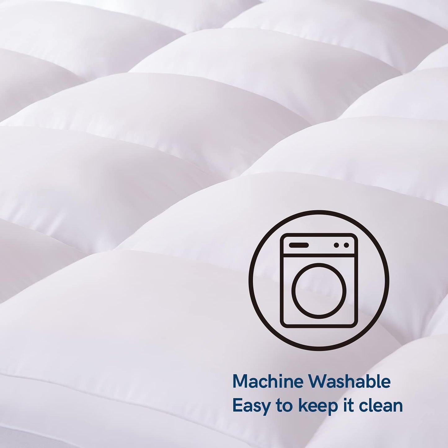ELEMUSE RV Short Queen Mattress Topper for Back Pain, Extra Thick Mattress Pad Cover, Plush Soft Pillowtop with Elastic Deep Pocket, Overfilled Down Alternative Filling
