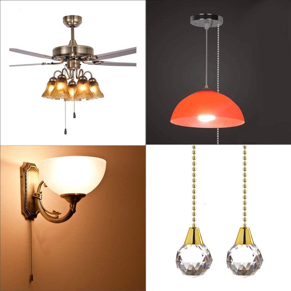 Akahttbn Ceiling Fan Pull Chain Chain Extender Extension For Ceiling Light Fan Chain 12 Inches Prism Ball Pendant Fan Pulls Set