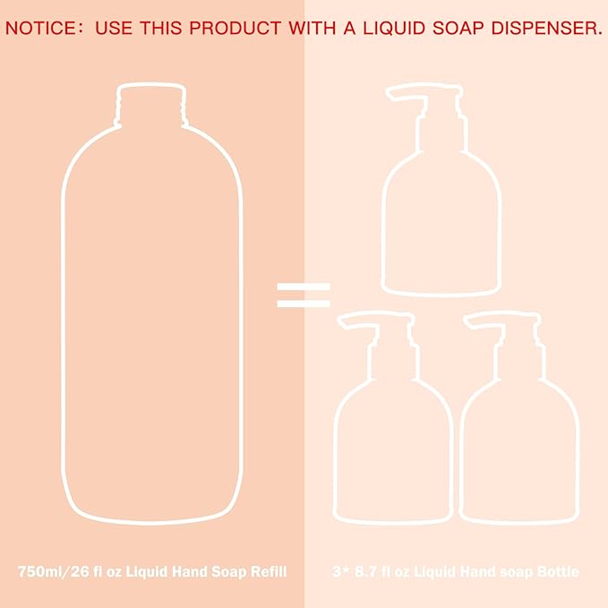 ROMIIE ZOI Liquid Hand Soap Refill, Champagne Scent, Gentle & Moisturizing Formula for Sensitive Skin, Kitchen, Bathroom 750 ML/ 26 FL OZ