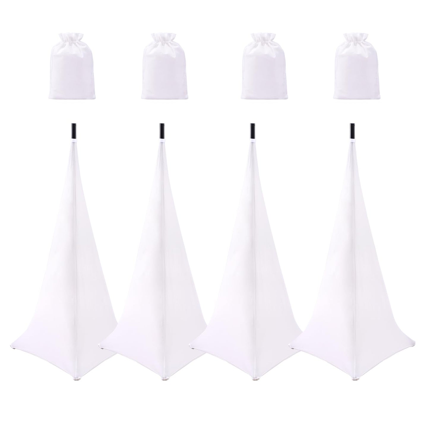 4 Pack Speaker Stand Cover Tripod Scrim, DJ Speaker Stand Scrim Tripod Cover with 360 Degree Coverage (White-Four Pack)
