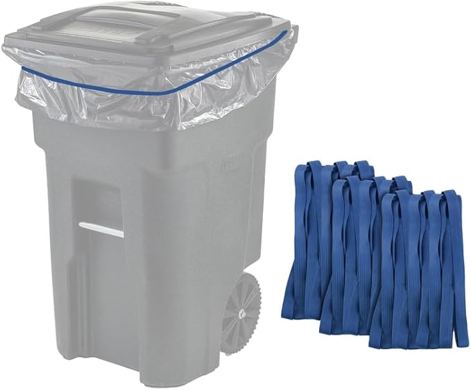 Rubber Bands 95-96 Gallon Trash Cans - Garbage Bag Holder - Heavy Duty - Pack of 6
