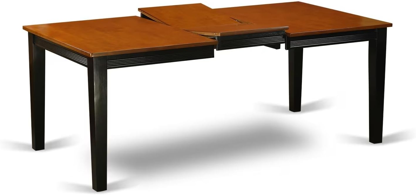 East West Furniture QUKE5-BCH-W 5 Piece Kitchen Table Set for 4 Includes a Rectangle Dining Room Table with Butterfly Leaf and 4 Dining Chairs, 40x78 Inch, Black & Cherry