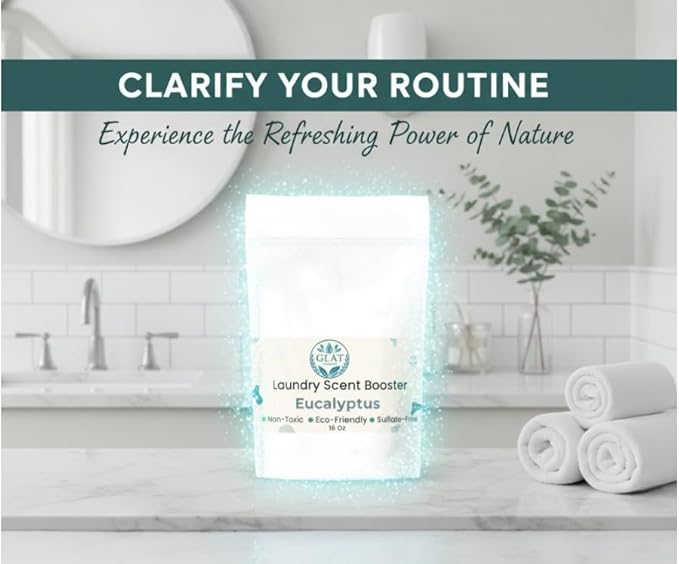 Plant-Based Laundry Scent Booster (Powder) - Eucalyptus |Invigorating, Crisp, Long-Lasting Spa Scent, No Residue | Powerful Odor Eliminator, Non-Toxic Fabric Freshener | HE Safe, 16 Oz