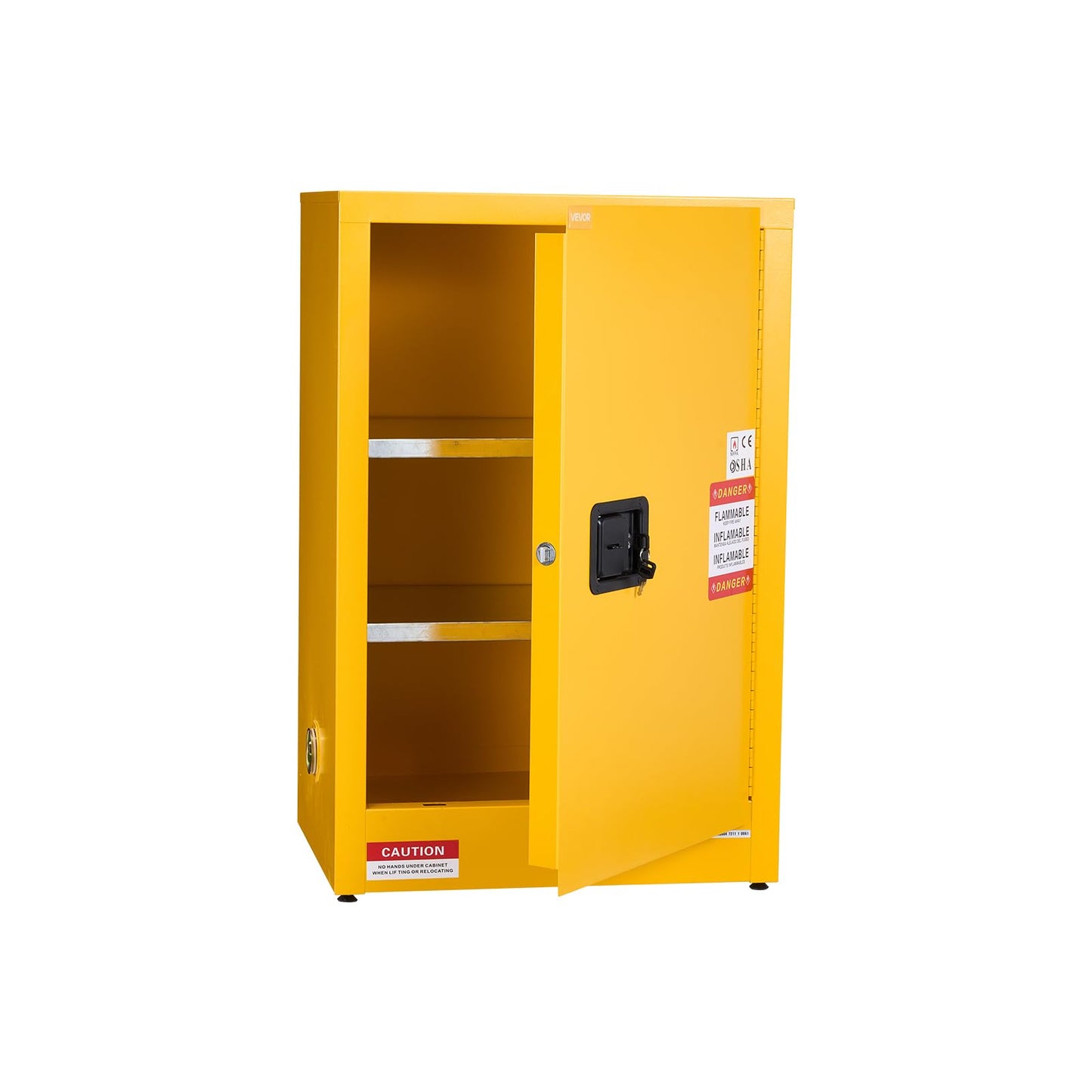 VEVOR Flammable Cabinet 18" x 24" x 65", 13 Gallon Flammable Storage Cabinet with Adjustable Shelf, Cold-Rolled and Galvanized Steel Fire Cabinets, for Commercial Industrial Home Use, Yellow