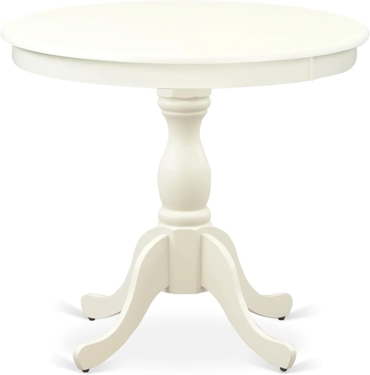 East West Furniture AMGR3-LWH-W 3 Piece Dinette Set for Small Spaces Contains a Round Kitchen Table with Pedestal and 2 Dining Room Chairs, 36x36 Inch, Linen White