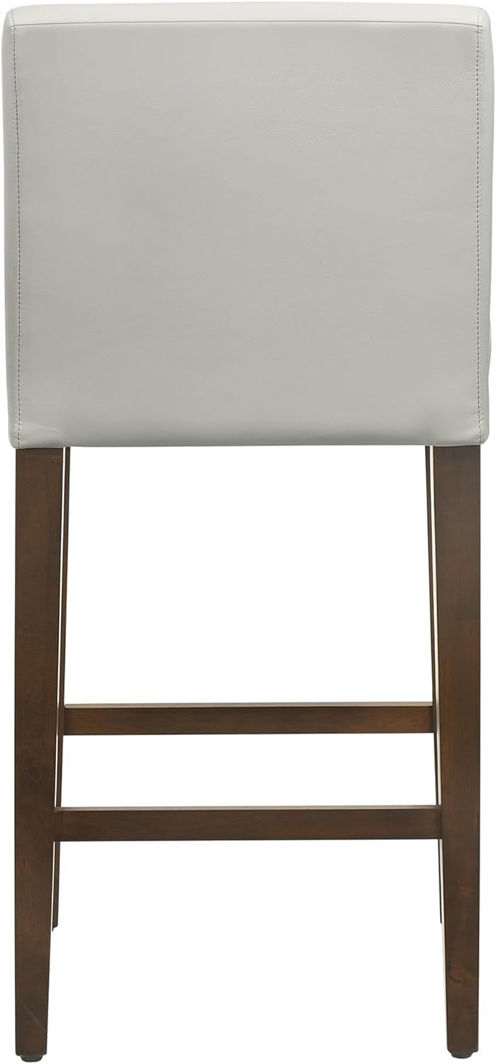 CHITA Counter Height Bar Stools Set of 3, 27" H Seat Height Upholstered Barstools, PU Leather in Creamy Grey