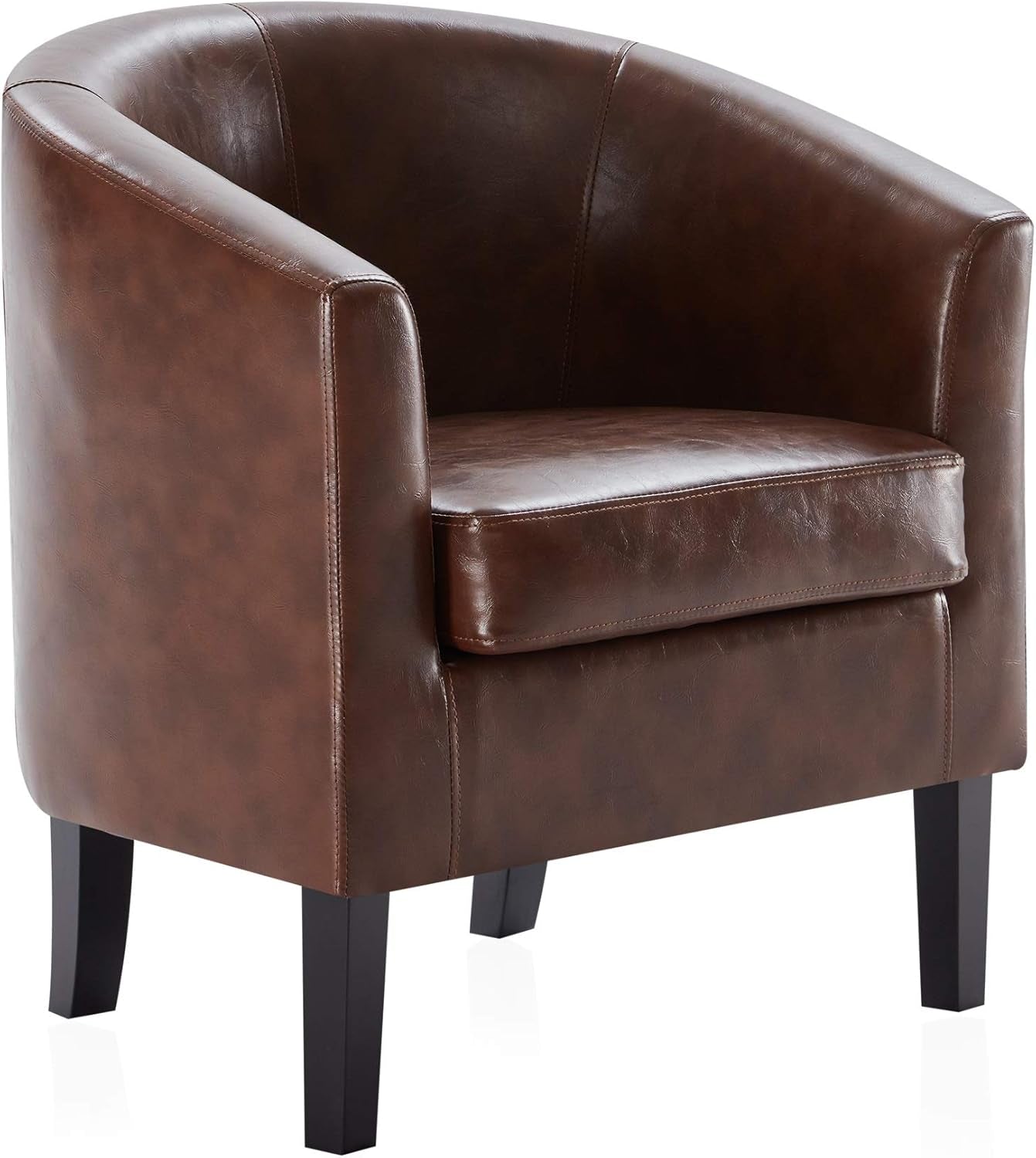 Accent Barrel Chair, Club Tub Sofa Corner Chair with Flared Legs and Cozy Soft Padding for Living Room Bedroom Waiting Room - Caramel