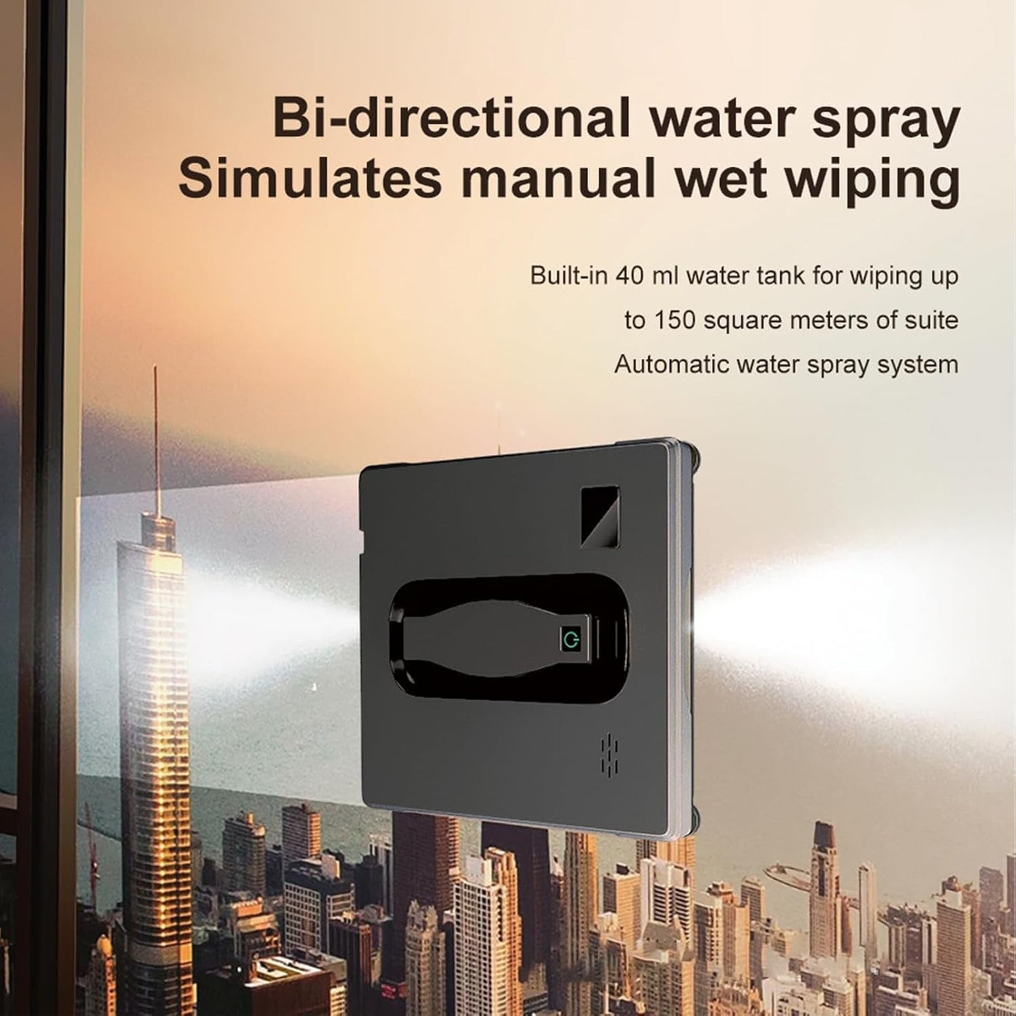 Window Cleaner Robot, Automatic High Suction Power Device for High-Rise Windows, Tiles, Glass Surfaces with 4 Water Spray System