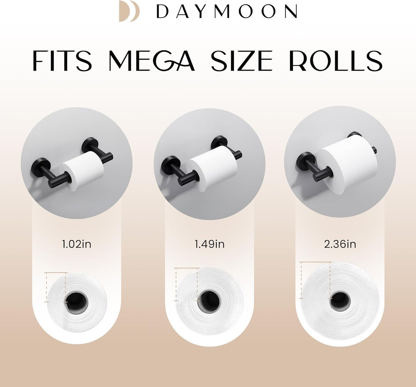 Day Moon™ Matte Black Toilet Paper Holder - Wall Mount Modern Roll Holder for Bathroom