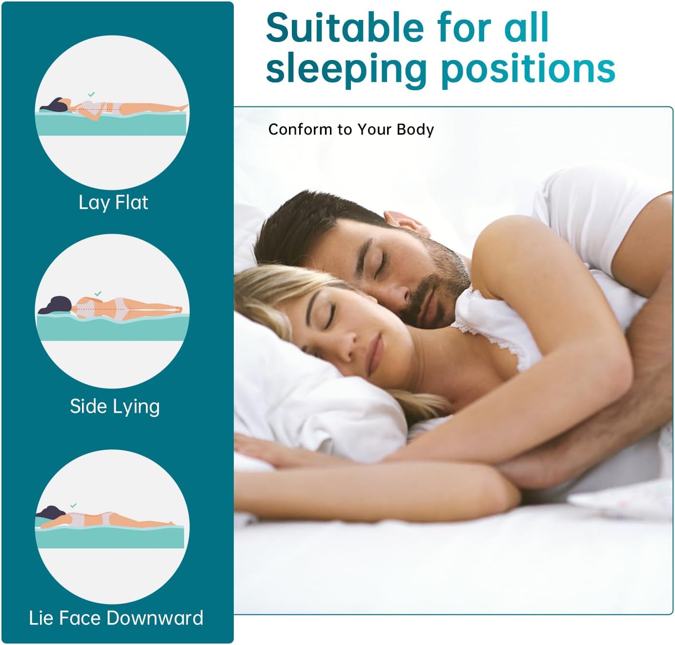 FDW | 14 Inch Queen Mattress | Medium Firm | Gel Memory Foam Mattress | White | Bed in a Box, CertiPUR-US Certified | Pressure Relief, Cooling Ventilated Foam | Washable Removable Cover