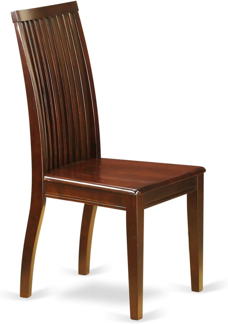 East West Furniture ESIP3-MAH-W 3 Piece Dining Table Set for Small Spaces Contains a Round Dining Room Table with Pedestal and 2 Wood Seat Chairs, 30x30 Inch, Mahogany