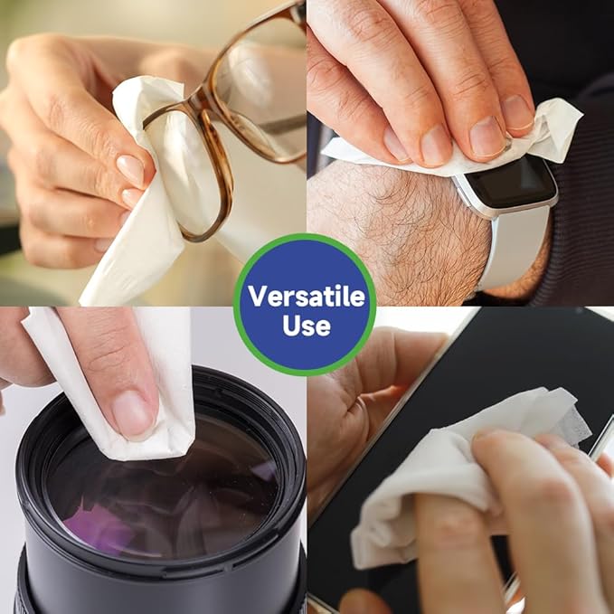 Lens Wipes for Eyeglasses, 200 Counts, Extra Moist Individually Wrapped Eyeglass Cleaner Wipes, Safe from Scratches and Streak, Glass Wipes for Eyeglasses, Camera Lens & Electronic Screens