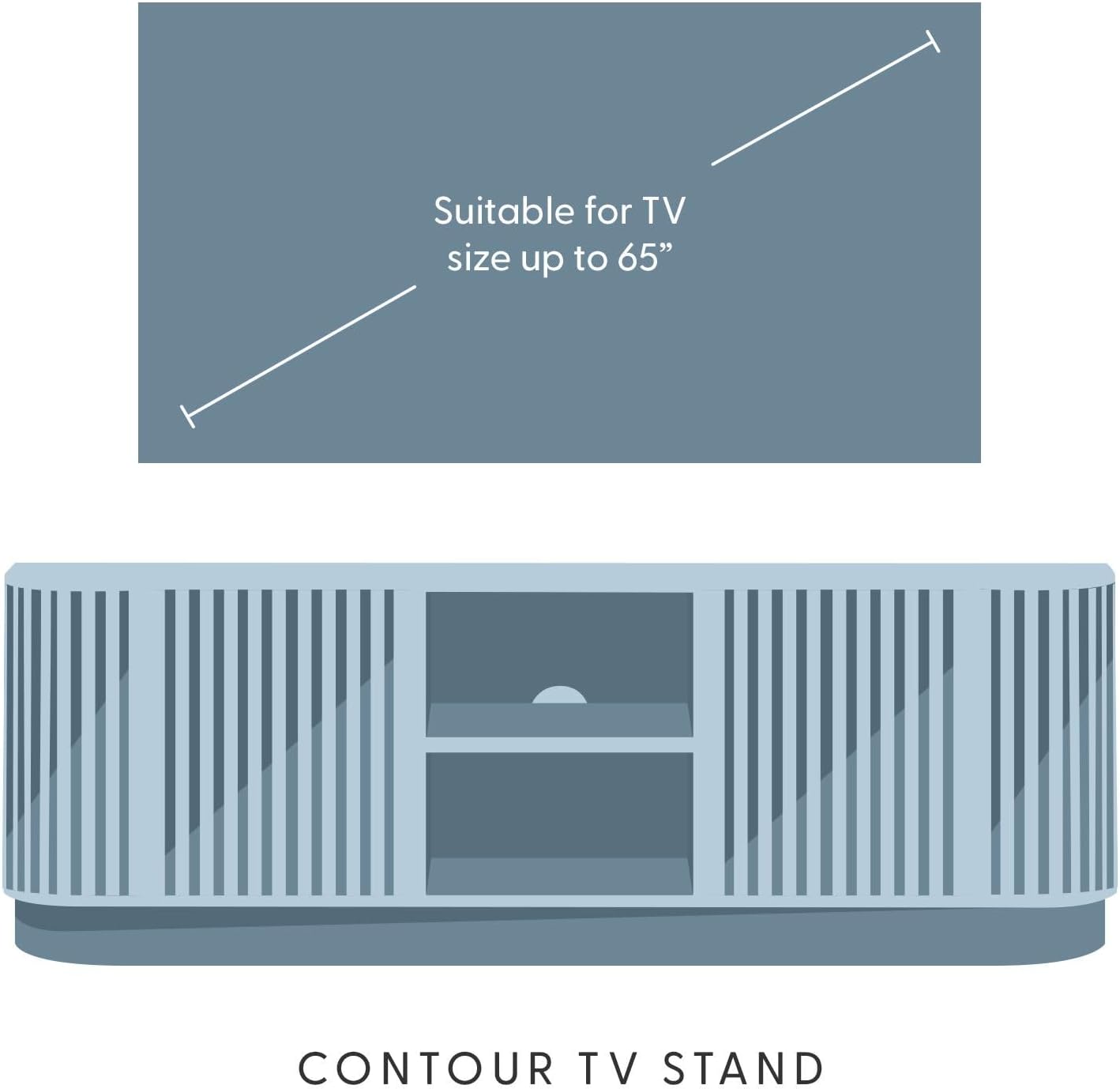 Plank+Beam Contour Wood TV Stand, Solid Wood Entertainment Console with Storage, 59" L x 16" W x 19" H, Black