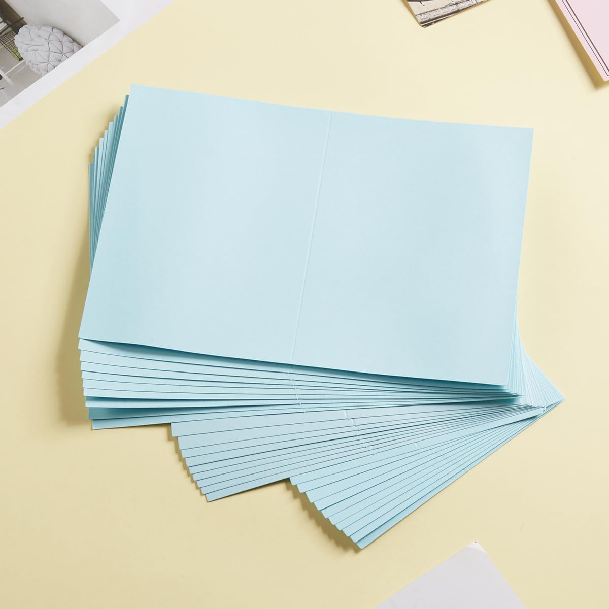 50 Pack Blank Cards Folded Cardstock Thank You Blank Greeting Cards for Invitations, Wedding, Greeting Cards, All Occasion DIY (Light Blue, 3x5)