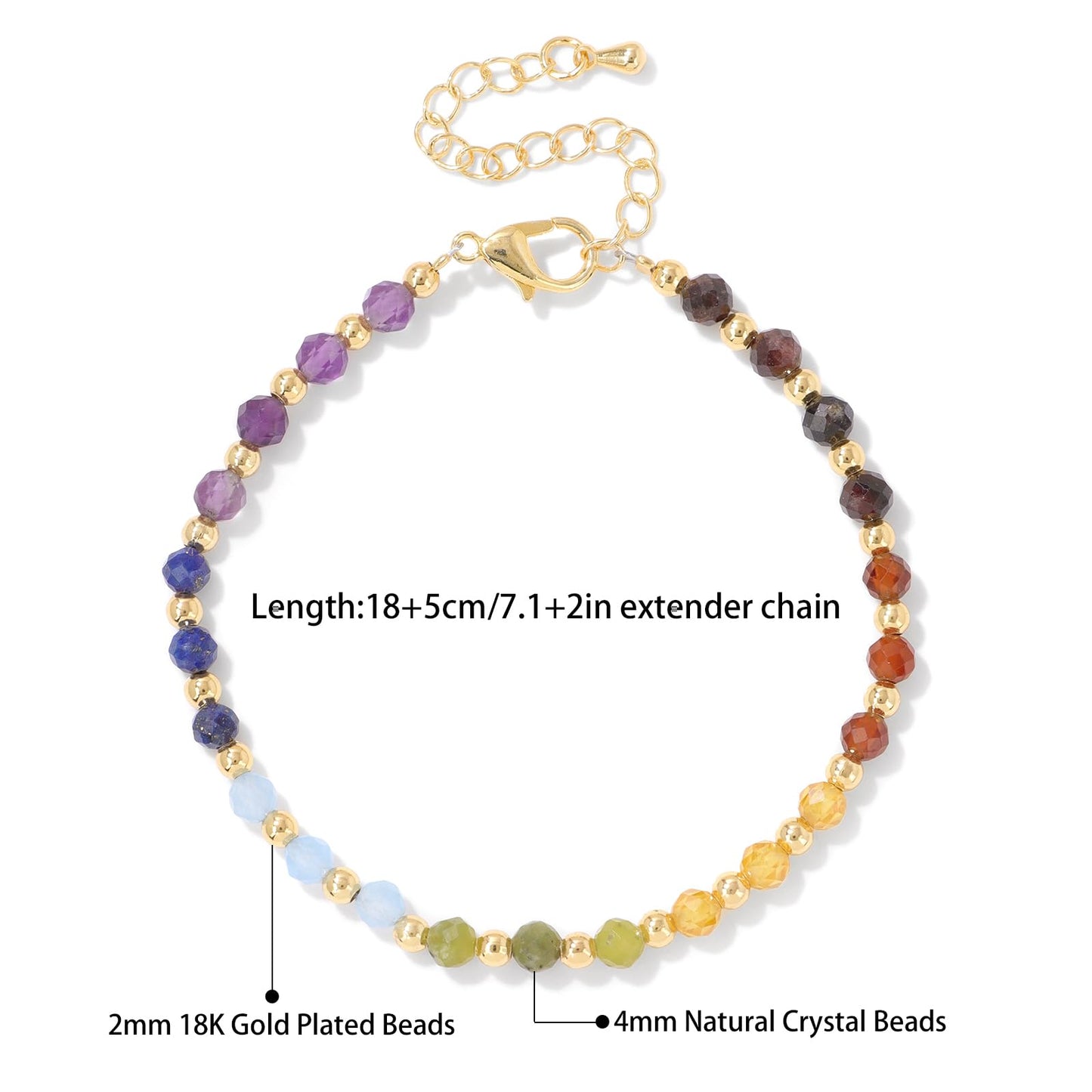 GolbalJew Tiny Crystal Beads Bracelet Colorful Natural Stone Adjustable Link Bracelet for Women Trendy Jewelry Gift