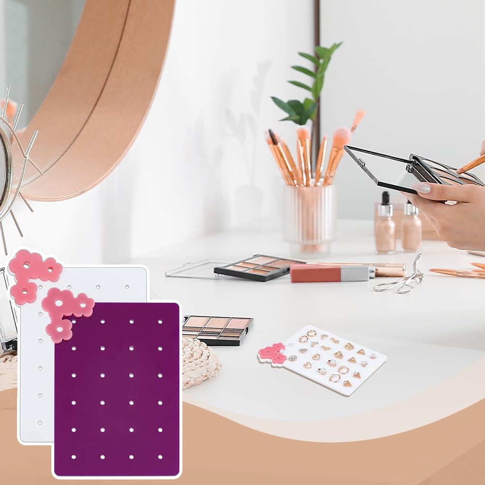 OLYCRAFT 12Pcs Acrylic Earring Display Card Portable Acrylic Earring Organizer with 24 Holes Stud Earrings Storage Holder Flower Jewelry Show Rack for Travel Home Earrings Jewelry Supplies