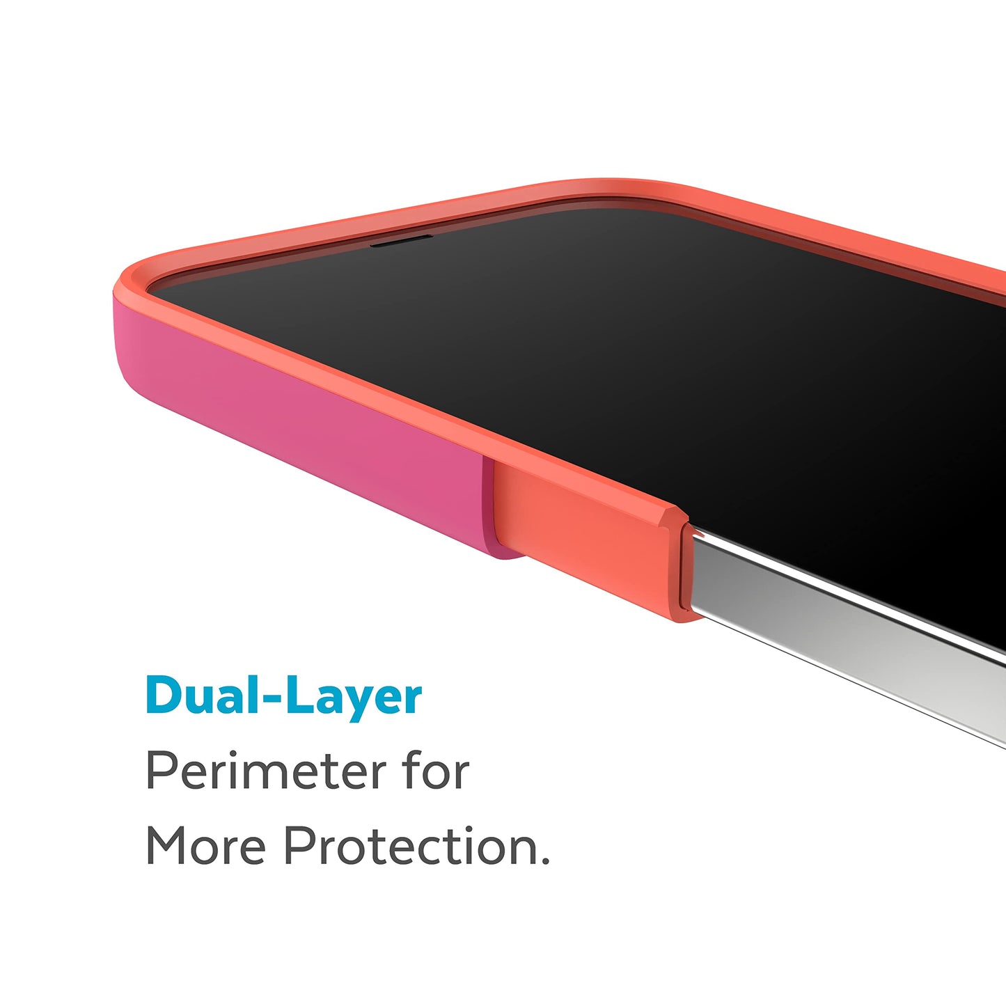 Speck Iphone 14 Pro Case - Slim 6.1 With Drop Protection, Scratch Resistant, Soft Touch, Digital Pink/Energy Red