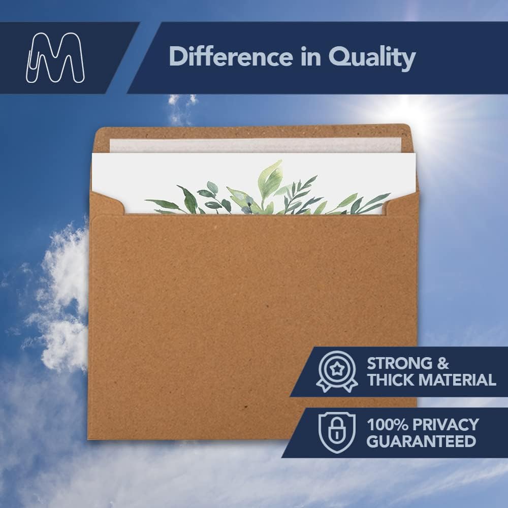 MOS A9 Kraft Envelopes 5.75 x 8.75 Inch 500 Pack — Brown Self-Seal Heavyweight Invitation Envelopes for Greeting Cards, Card Making, RSVP, Wedding Invitations, Business Mailings