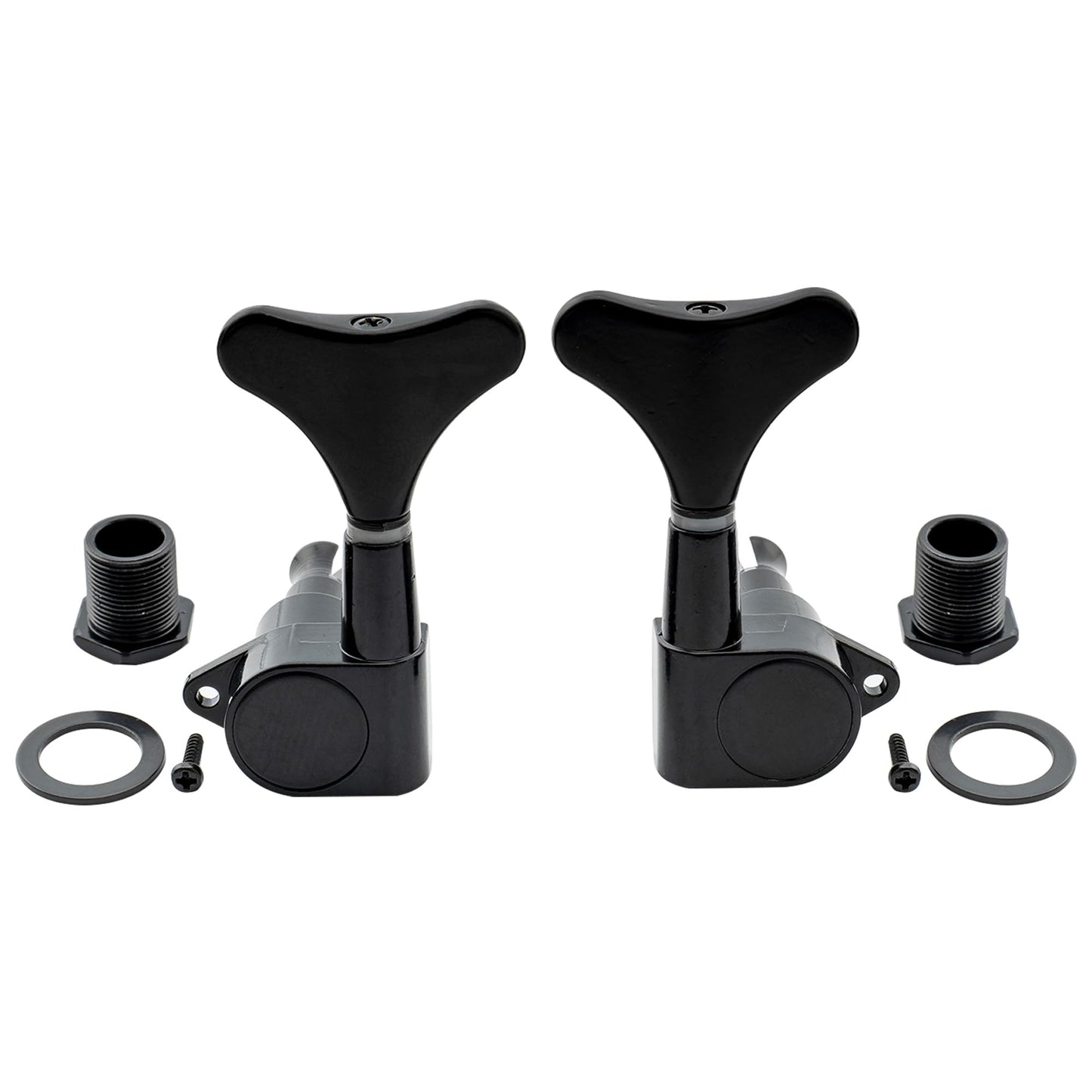 Musiclily 3+3 Sealed Bass Tuning Pegs Keys Machine Head Tuners For Precision Bass Or Jazz Bass, Black