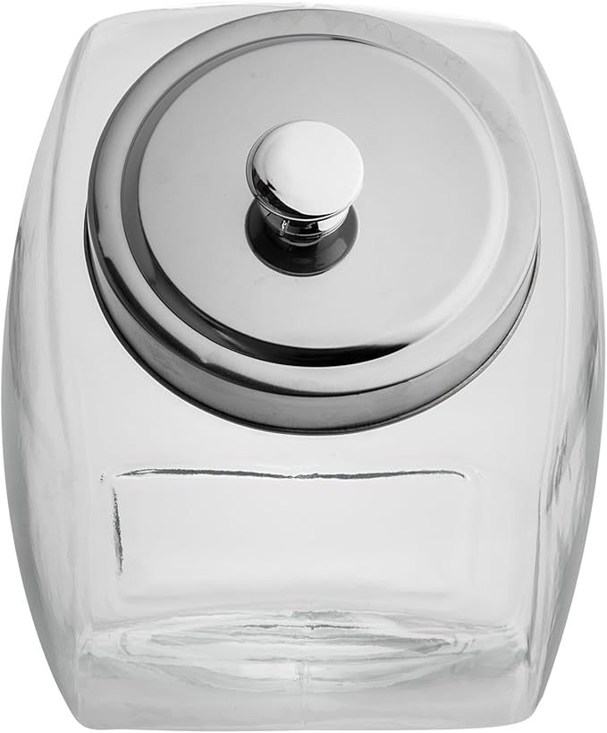 Restaurantware Vetri 1 Gallon Penny Jar 1 Durable Candy Jar - With Wide Spout Chrome Lid Clear Glass Cookie Jars For Kitchen Counter Dishwashable