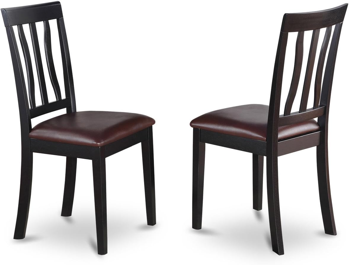 East West Furniture LGAN7-BLK-LC 7 Piece Kitchen Table Set Consist of a Rectangle Dining Table with Butterfly Leaf and 6 Faux Leather Dining Room Chairs, 42x84 Inch, Black