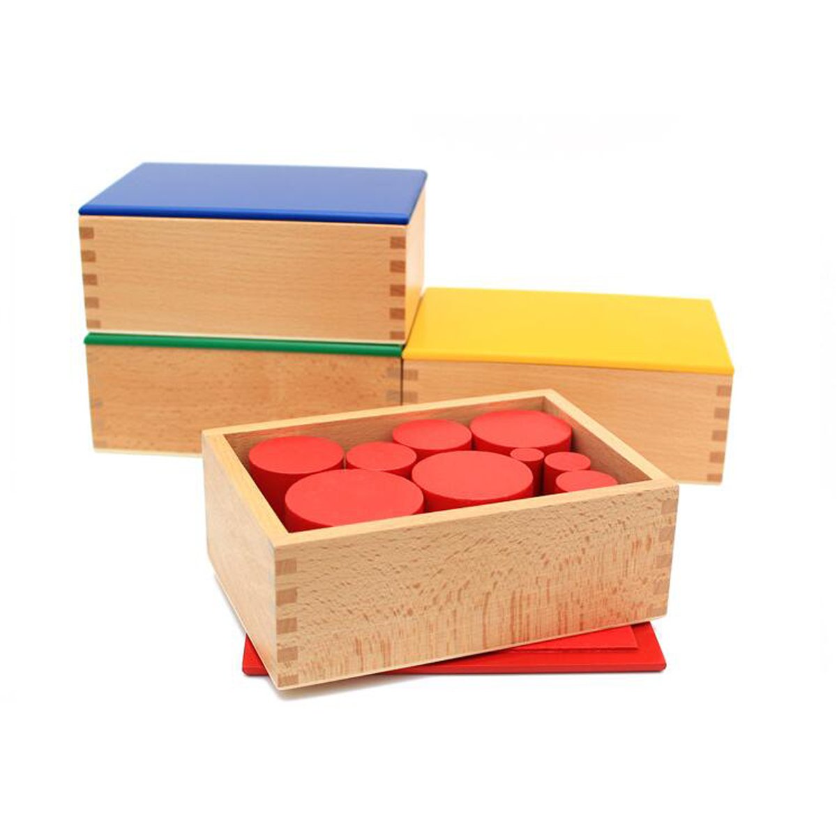 YHZAN Montessori Sensorial Material Knobless Cylinders Kids Wooden Toy (Set of 4) Early Development Tool for Toddlers Wooden Blocks